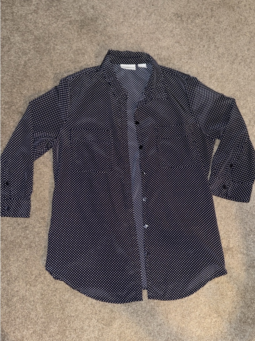 Liz Claiborne Navy Polka Dot Button-Down Shirt